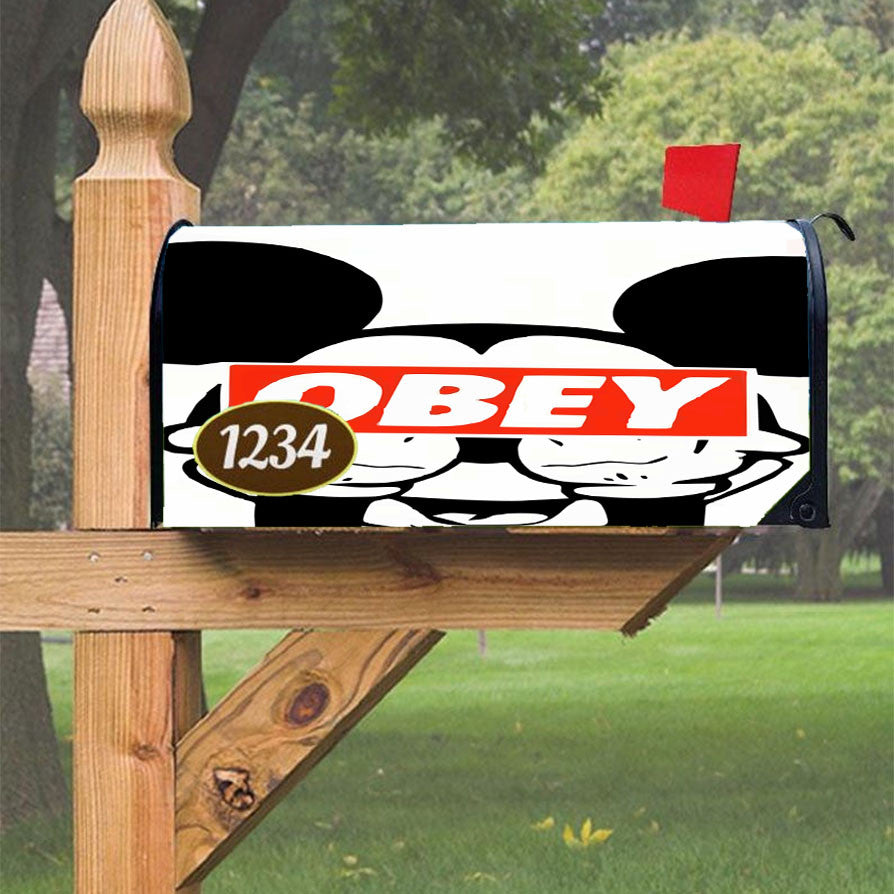 Mickey Obey Style Magnetic Mailbox Cover 18" X 21" Outdoor Decor