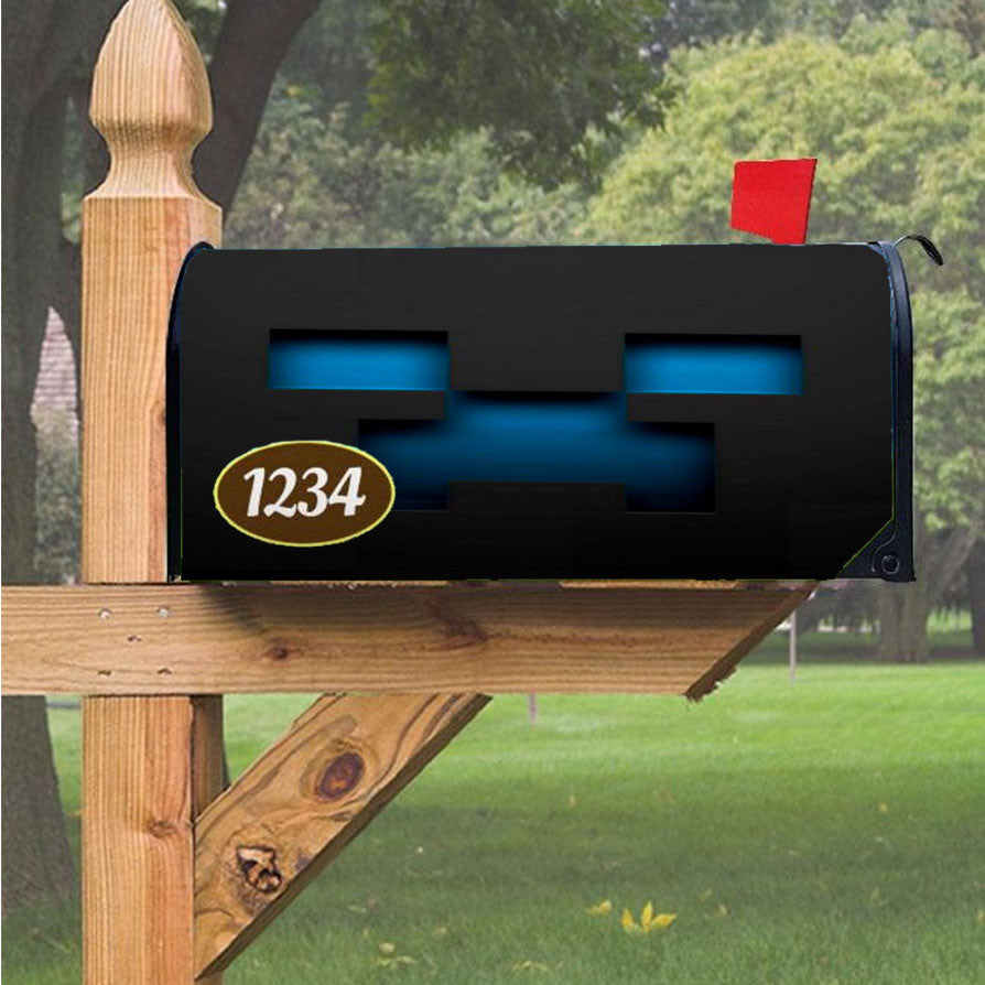 Minecraft Blue Creeper Magnetic Mailbox Cover 18" X 21" Outdoor Decor