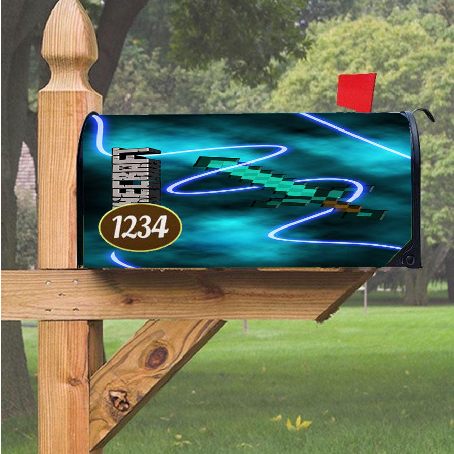 Minecraft Creeper Sword Magnetic Mailbox Cover 18" X 21" Outdoor Decor