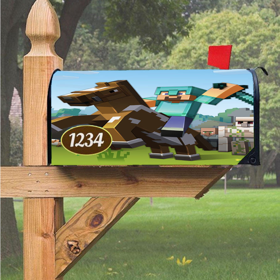 Minecraft Diamond Warrior Magnetic Mailbox Cover 18" X 21" Outdoor Decor