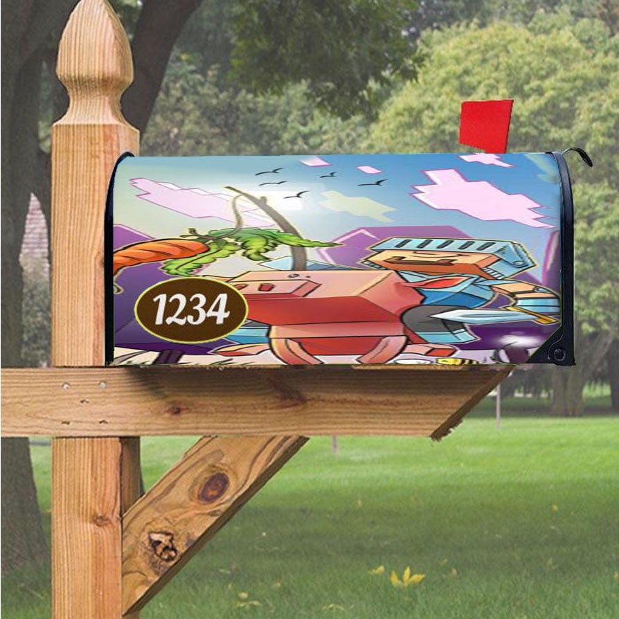 Mining Craft World Magnetic Mailbox Cover 18" X 21" Outdoor Decor