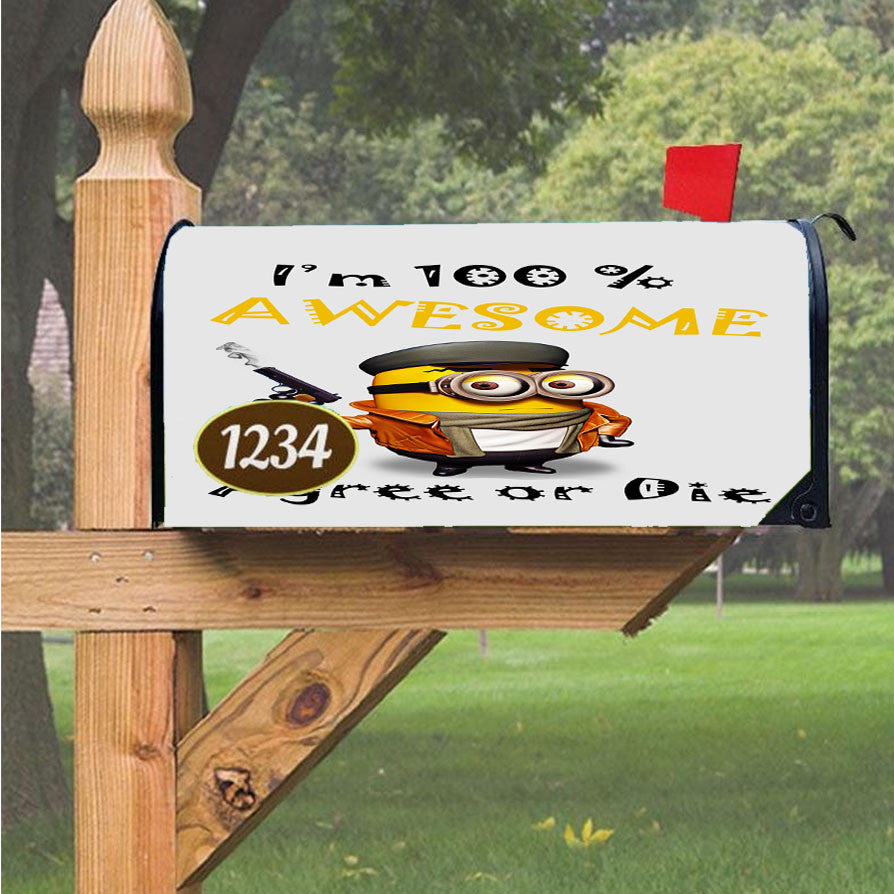 Minion Awesome Quote Magnetic Mailbox Cover 18" X 21" Outdoor Decor