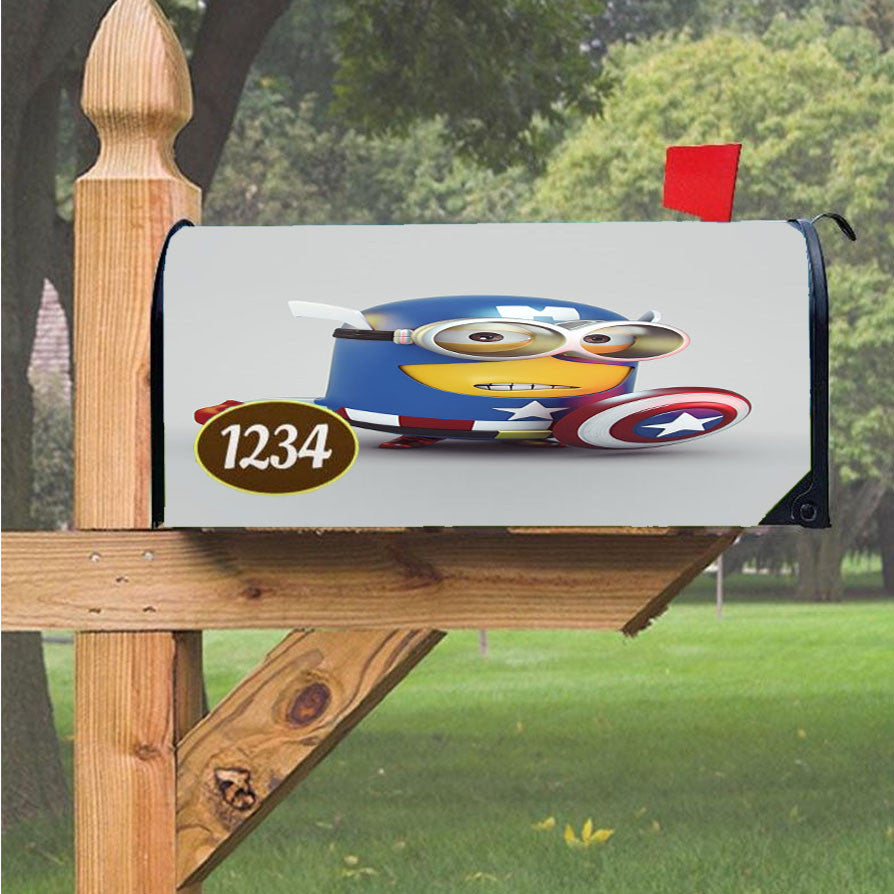 Minion Captain America Version Magnetic Mailbox Cover 18" X 21" Outdoor Decor