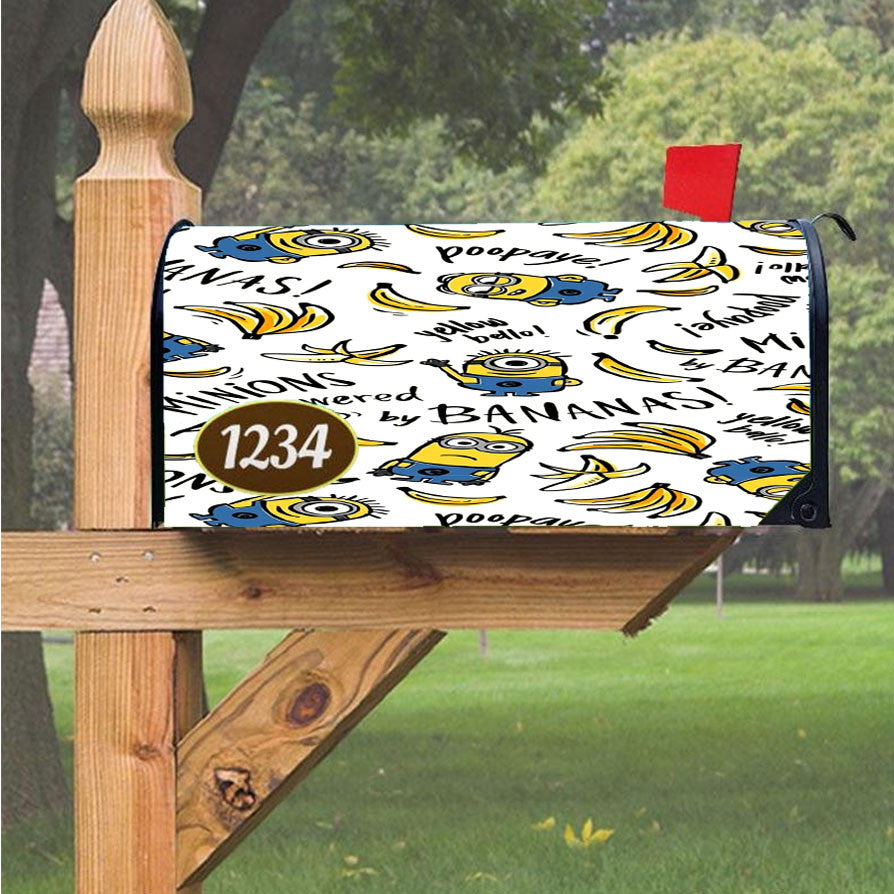 Minions Bananas Doodle Magnetic Mailbox Cover 18" X 21" Outdoor Decor