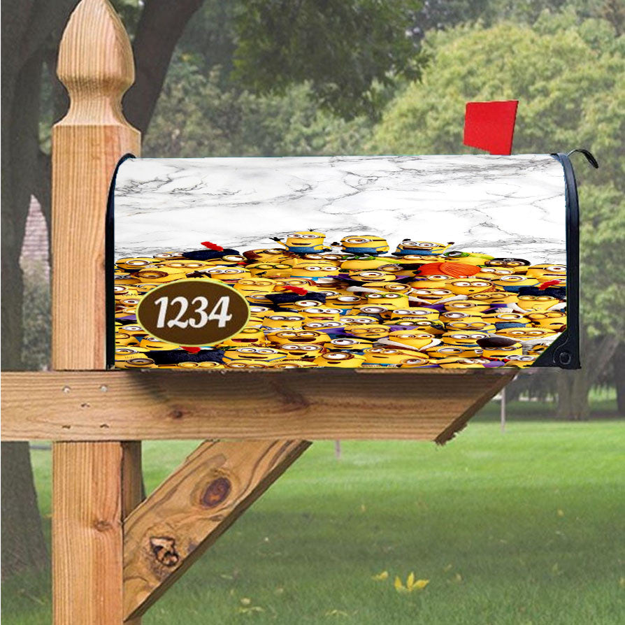 Minions Marble Magnetic Mailbox Cover 18" X 21" Outdoor Decor