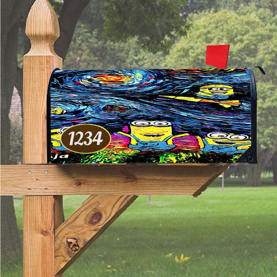 Minions Starry Night Magnetic Mailbox Cover 18" X 21" Outdoor Decor