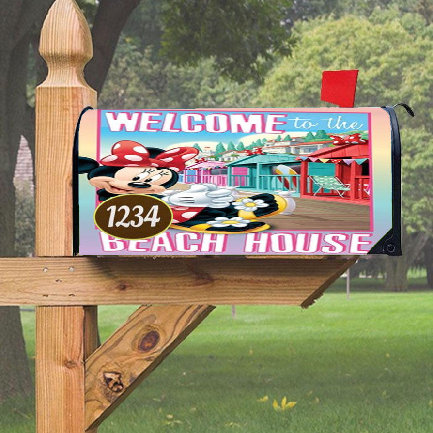 Minnie Beach House Welcome Magnetic Mailbox Cover 18" X 21" Outdoor Decor