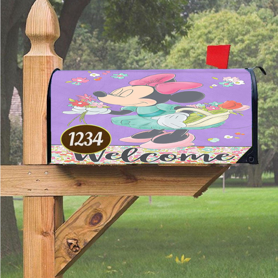 Minnie Floral Welcome Magnetic Mailbox Cover 18" X 21" Outdoor Decor