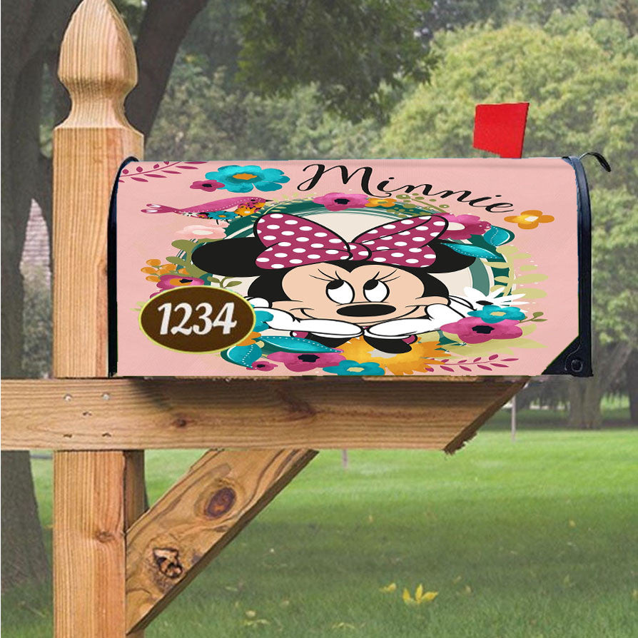 Minnie Flower Wreath Magnetic Mailbox Cover 18" X 21" Outdoor Decor
