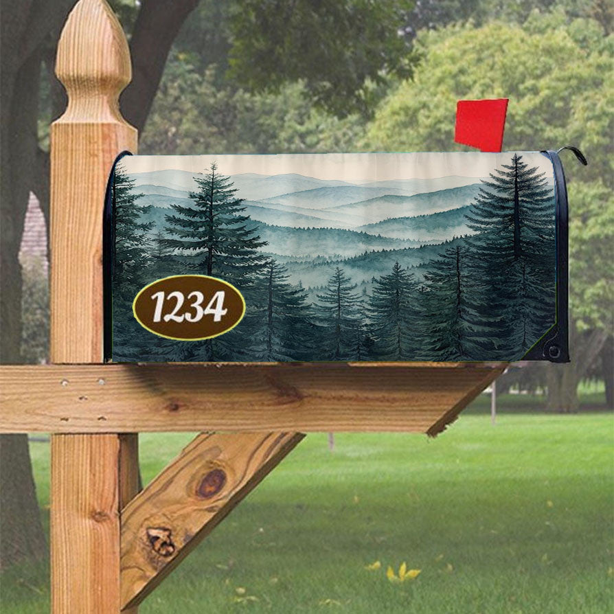 Misty Mountain Forest Magnetic Mailbox Cover 18" X 21" Outdoor Decor