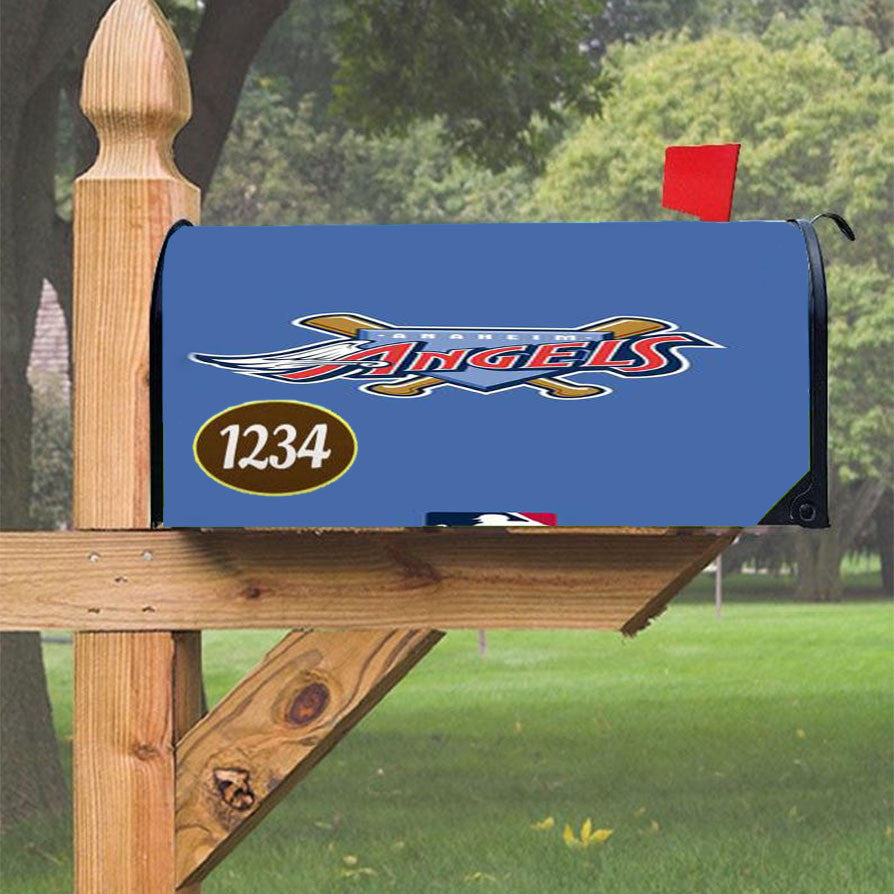 Mlb Angels Blue Sky Magnetic Mailbox Cover 18" X 21" Outdoor Decor