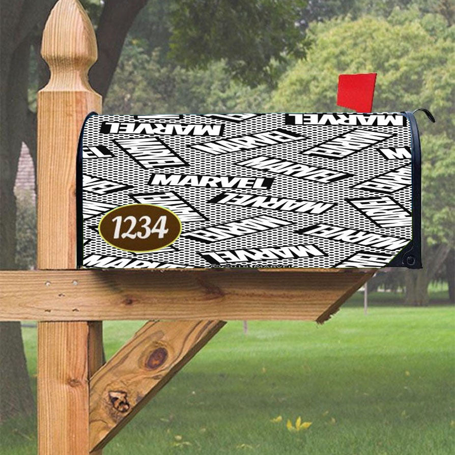 Monochrome Marvel Pattern Magnetic Mailbox Cover 18" X 21" Outdoor Decor