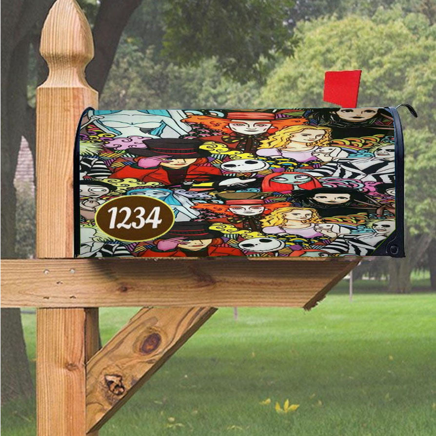 Movie Halloween Collages Characters Magnetic Mailbox Cover 18" X 21" Outdoor Decor
