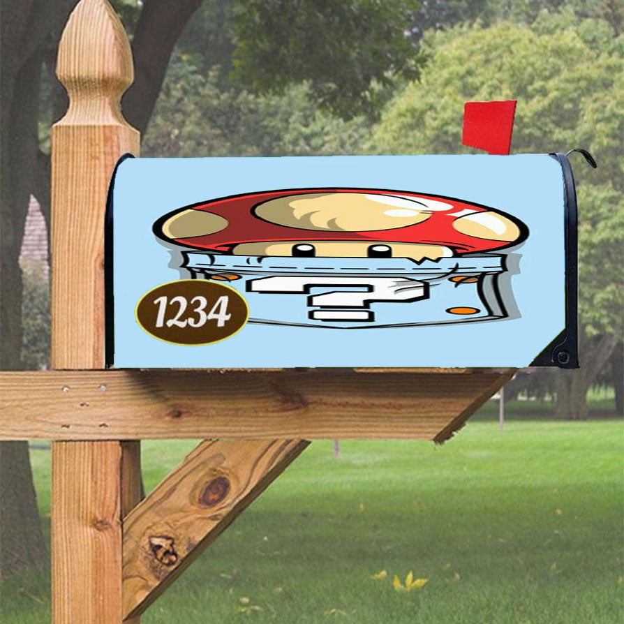 Mushroom Mario Magnetic Mailbox Cover 18" X 21" Outdoor Decor