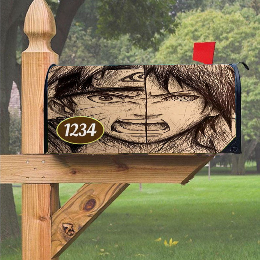 Naruto And Sasuke Drawing Ideas Magnetic Mailbox Cover 18" X 21" Outdoor Decor