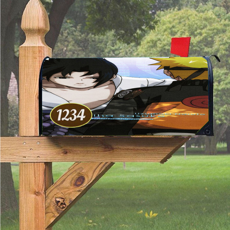 Naruto Cartoon And Sazuke Magnetic Mailbox Cover 18" X 21" Outdoor Decor