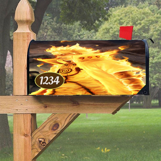 Naruto Kurama Mode Flame Fire Magnetic Mailbox Cover 18" X 21" Outdoor Decor