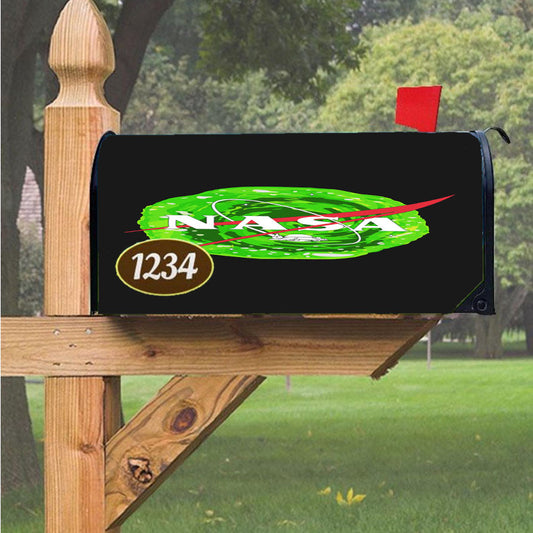 Nasa Green Rick And Morty Magnetic Mailbox Cover 18" X 21" Outdoor Decor