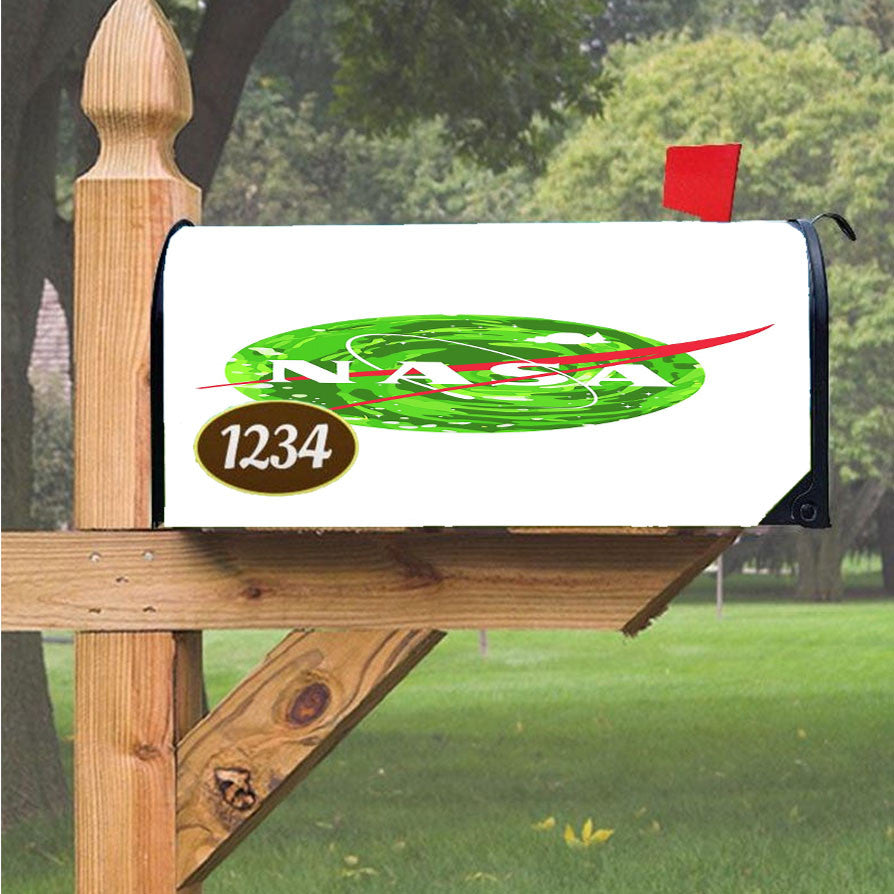 Nasa Rick And Morty White Magnetic Mailbox Cover 18" X 21" Outdoor Decor