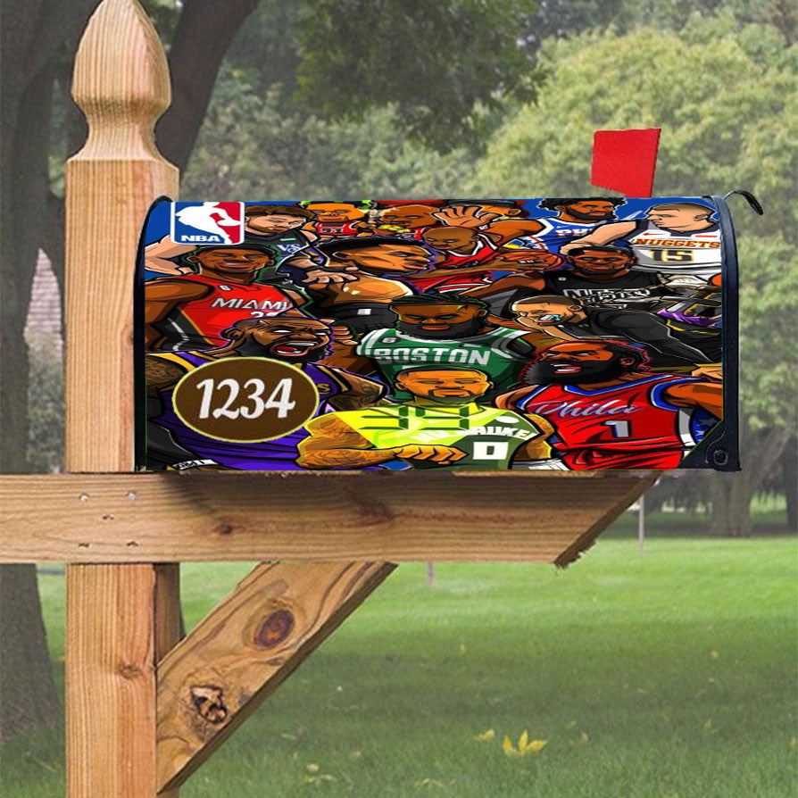 Nba Legends Wallpaper Magnetic Mailbox Cover 18" X 21" Outdoor Decor