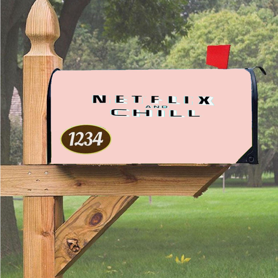 Netflix And Chill Pink Magnetic Mailbox Cover 18" X 21" Outdoor Decor