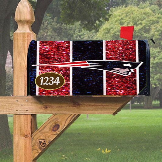 New England Patriots Nfl Logo Glitter Magnetic Mailbox Cover 18" X 21" Outdoor Decor
