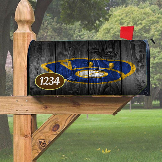 New Milwaukee Brewers Mlb Logo Dark Wood Wallpaper Magnetic Mailbox Cover 18" X 21" Outdoor Decor