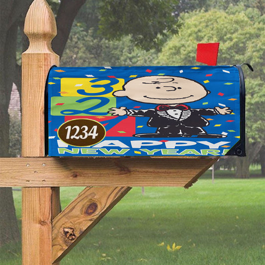 New Years Charlie Brown Magnetic Mailbox Cover 18" X 21" Outdoor Decor