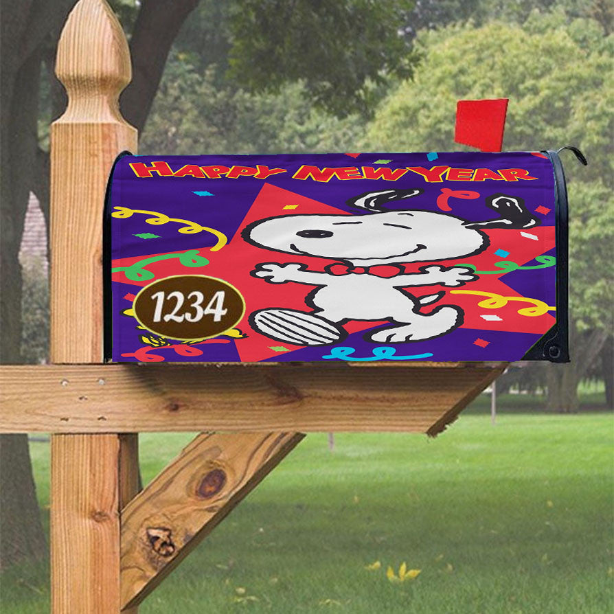 New Years Snoopy Magnetic Mailbox Cover 18" X 21" Outdoor Decor