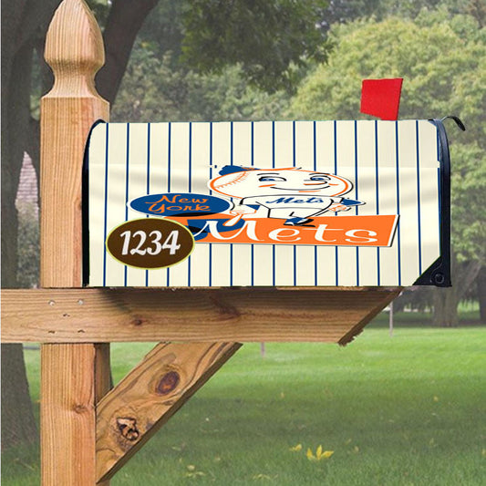New York Mets Logo Baseball 2 Magnetic Mailbox Cover 18" X 21" Outdoor Decor