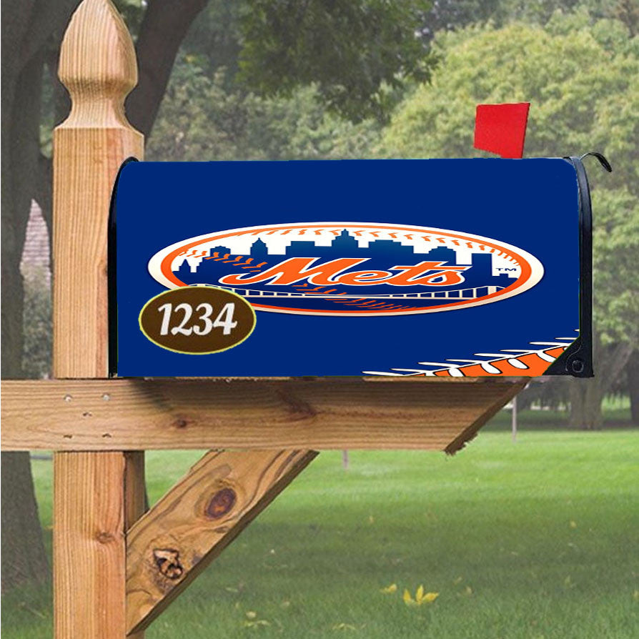 New York Mets Mlb 4 Magnetic Mailbox Cover 18" X 21" Outdoor Decor