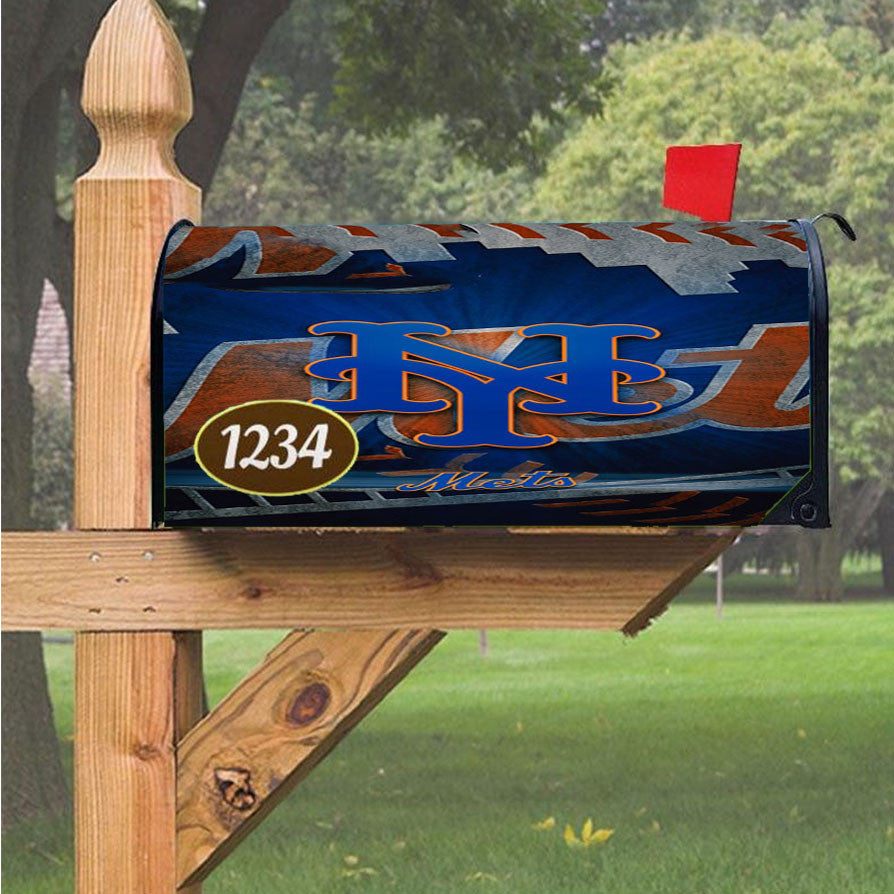 New York Mets Mlb Logo 9 Magnetic Mailbox Cover 18" X 21" Outdoor Decor