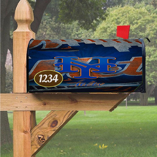 New York Mets Mlb Logo 9 Magnetic Mailbox Cover 18" X 21" Outdoor Decor