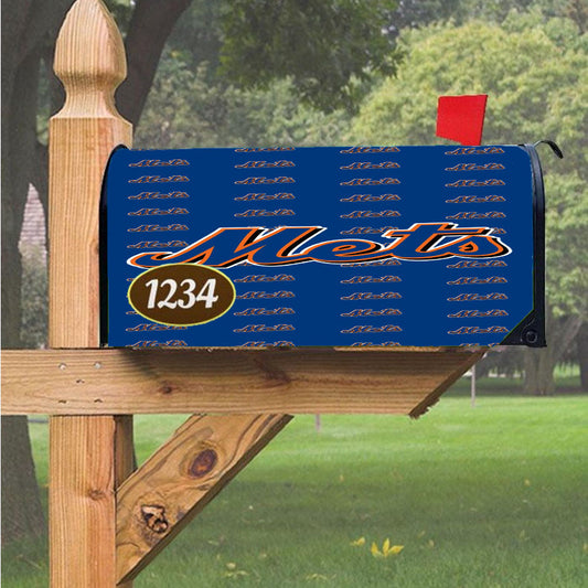 New York Mets Pattern Magnetic Mailbox Cover 18" X 21" Outdoor Decor