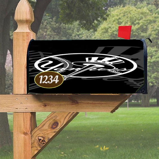 New York Yankees Unique Black And White Magnetic Mailbox Cover 18" X 21" Outdoor Decor