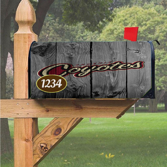 Nhl Arizona Coyotes Logo Dark Wood Wallpaper Magnetic Mailbox Cover 18" X 21" Outdoor Decor