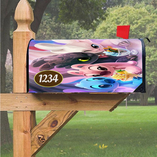 Night Fury Light Fury Stitch Angel Cute Lovely Magnetic Mailbox Cover 18" X 21" Outdoor Decor