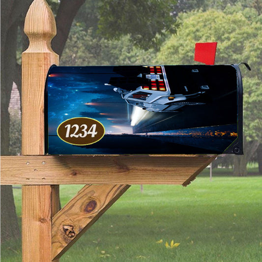 Night On Time Machine Back To The Future Car Magnetic Mailbox Cover 18" X 21" Outdoor Decor