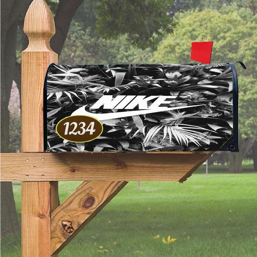 Nike Flowers Black White Magnetic Mailbox Cover 18" X 21" Outdoor Decor