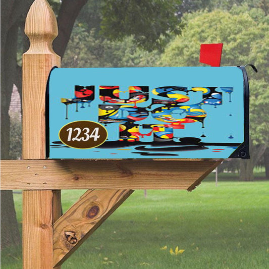 Nike Just Do It Paint Blue Bg Magnetic Mailbox Cover 18" X 21" Outdoor Decor