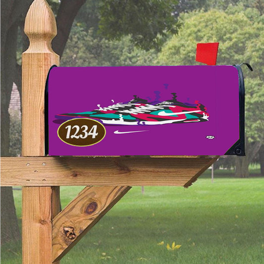 Nike Sneakers Art Sports Brand Purple Magnetic Mailbox Cover 18" X 21" Outdoor Decor