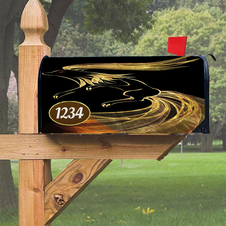 Ninetales Pokemon Line Art On Black Magnetic Mailbox Cover 18" X 21" Outdoor Decor