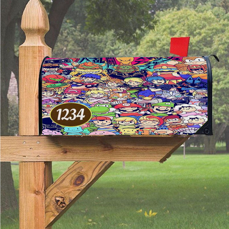 Nintendo All Game Crossover Magnetic Mailbox Cover 18" X 21" Outdoor Decor