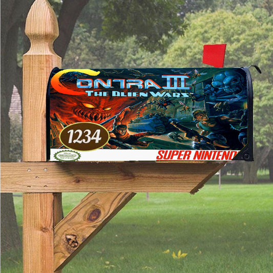 Nintendo Contra Alien Wars Game Magnetic Mailbox Cover 18" X 21" Outdoor Decor