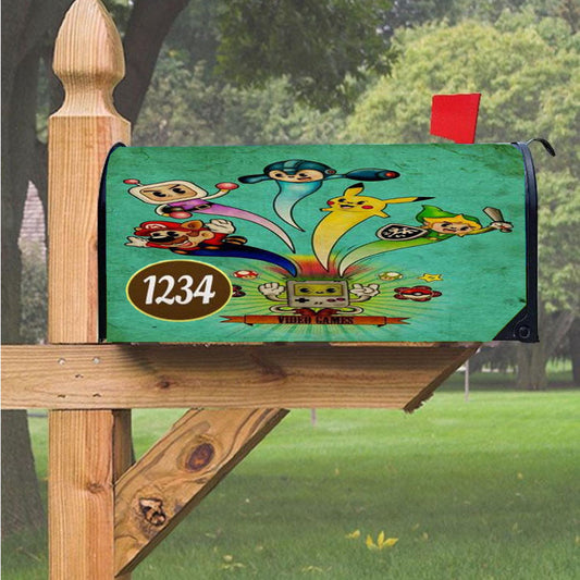 Nintendo Video Game Art Magnetic Mailbox Cover 18" X 21" Outdoor Decor