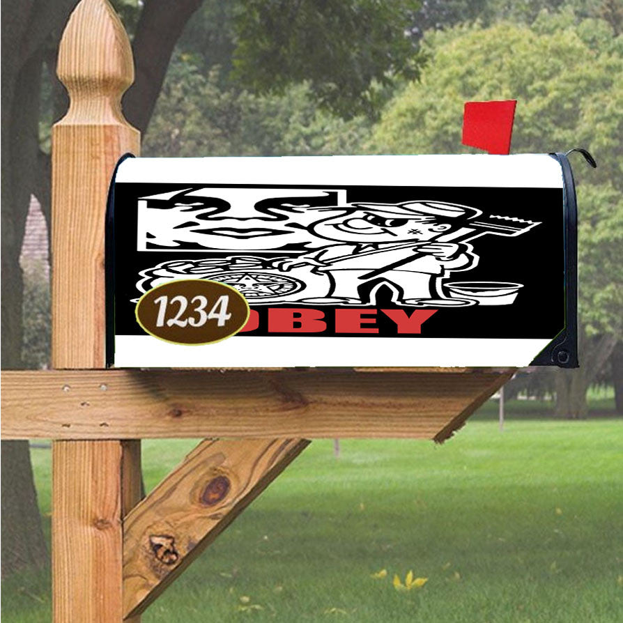 Obey Character Vector Magnetic Mailbox Cover 18" X 21" Outdoor Decor