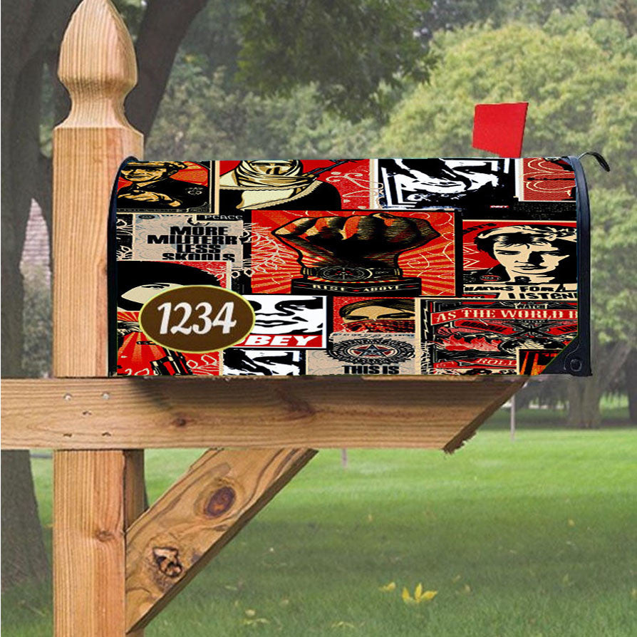 Obey Collage Poster Magnetic Mailbox Cover 18" X 21" Outdoor Decor