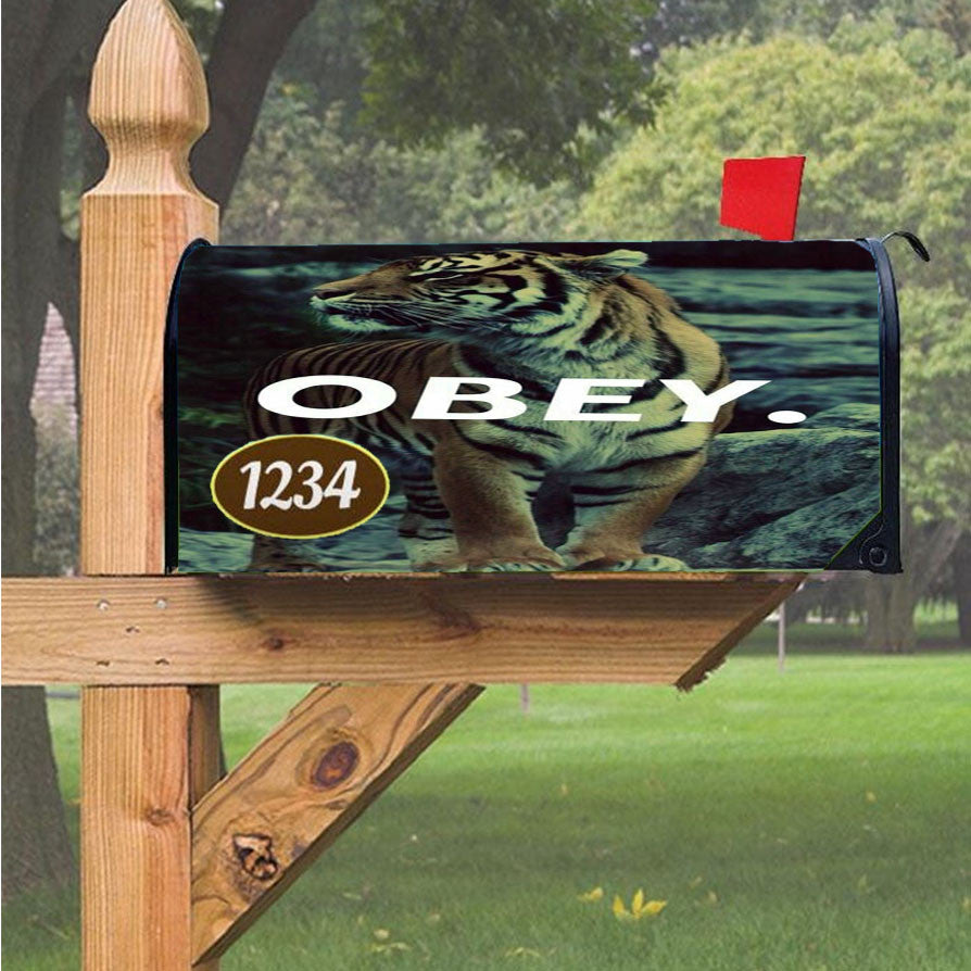 Obey Lion Stone Magnetic Mailbox Cover 18" X 21" Outdoor Decor