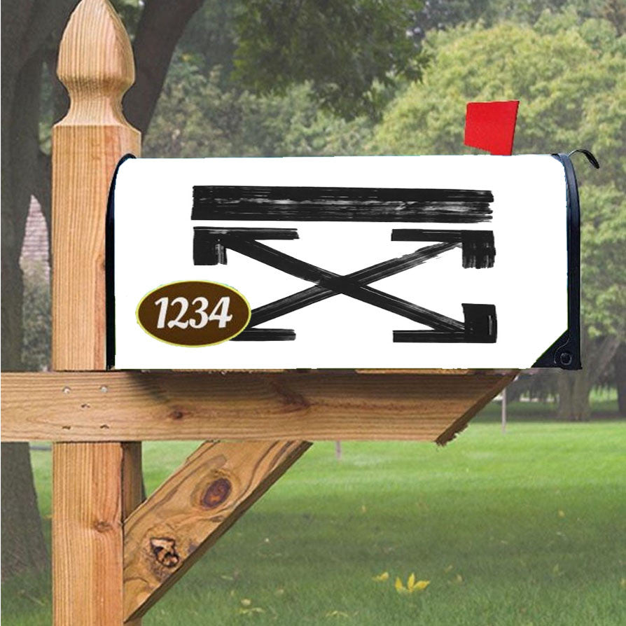 Off White Brushed Arrows Magnetic Mailbox Cover 18" X 21" Outdoor Decor