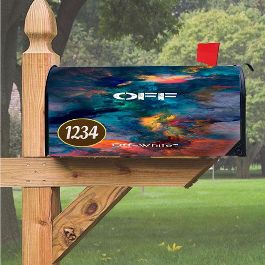 Off White Colorful Smoke Magnetic Mailbox Cover 18" X 21" Outdoor Decor